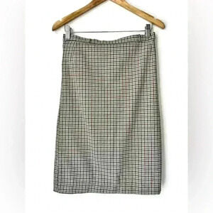 Vintage Marks and Spencer Tan Plaid Pencil Skirt Preppy Prep Old Money Small